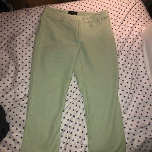 Talbots size 6 green/ white striped cropped pants